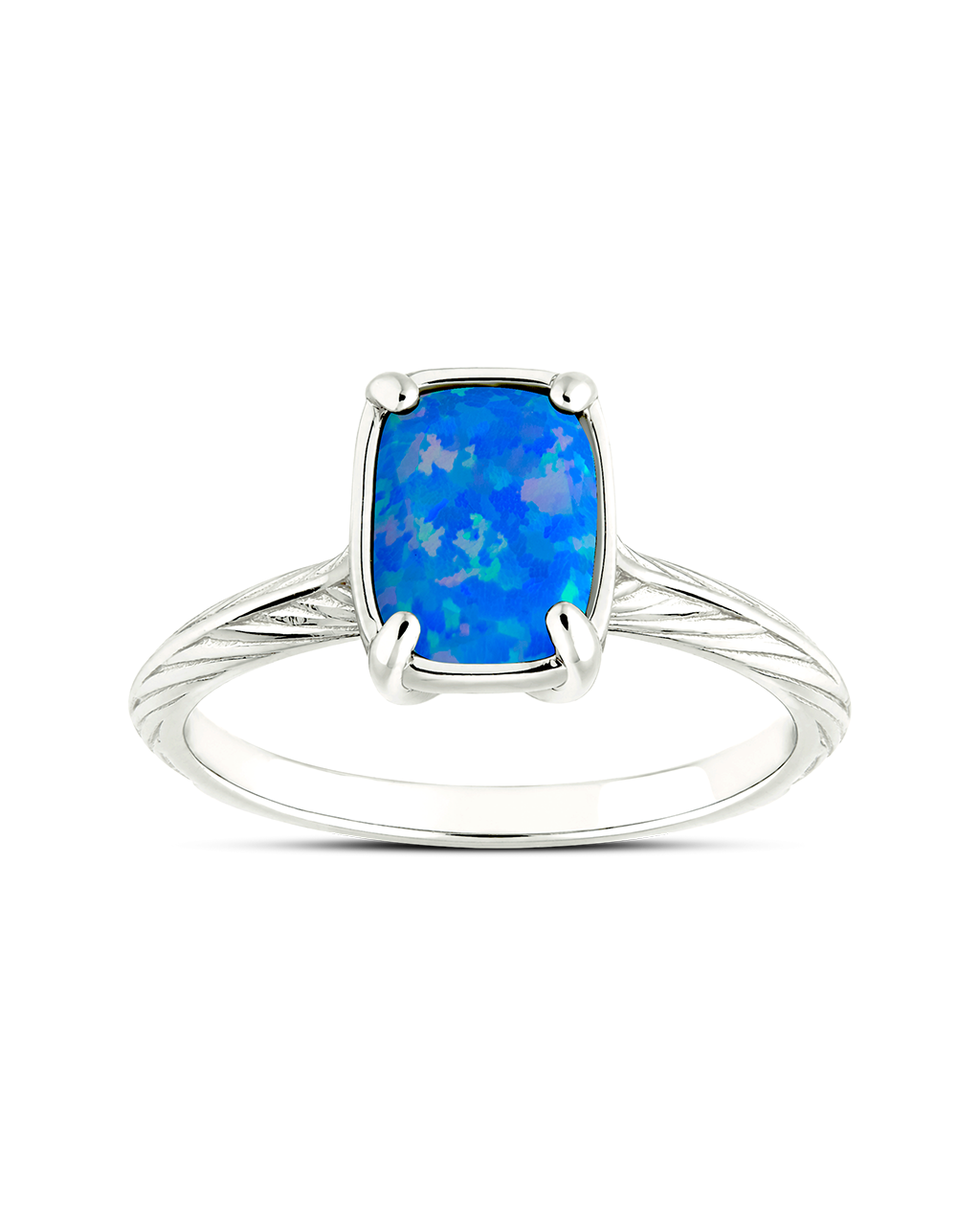 Sterling Silver Mini Cobalt Blue Opal Elongated Cushion Ring