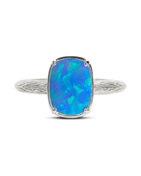 Sterling Silver Mini Ocean Blue Opal Elongated Cushion Ring