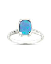 Sterling Silver Mini Ocean Blue Opal Elongated Cushion Ring