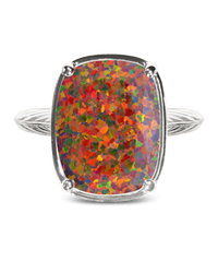 Sterling Silver Brown Opal Elongated Cushion Ring