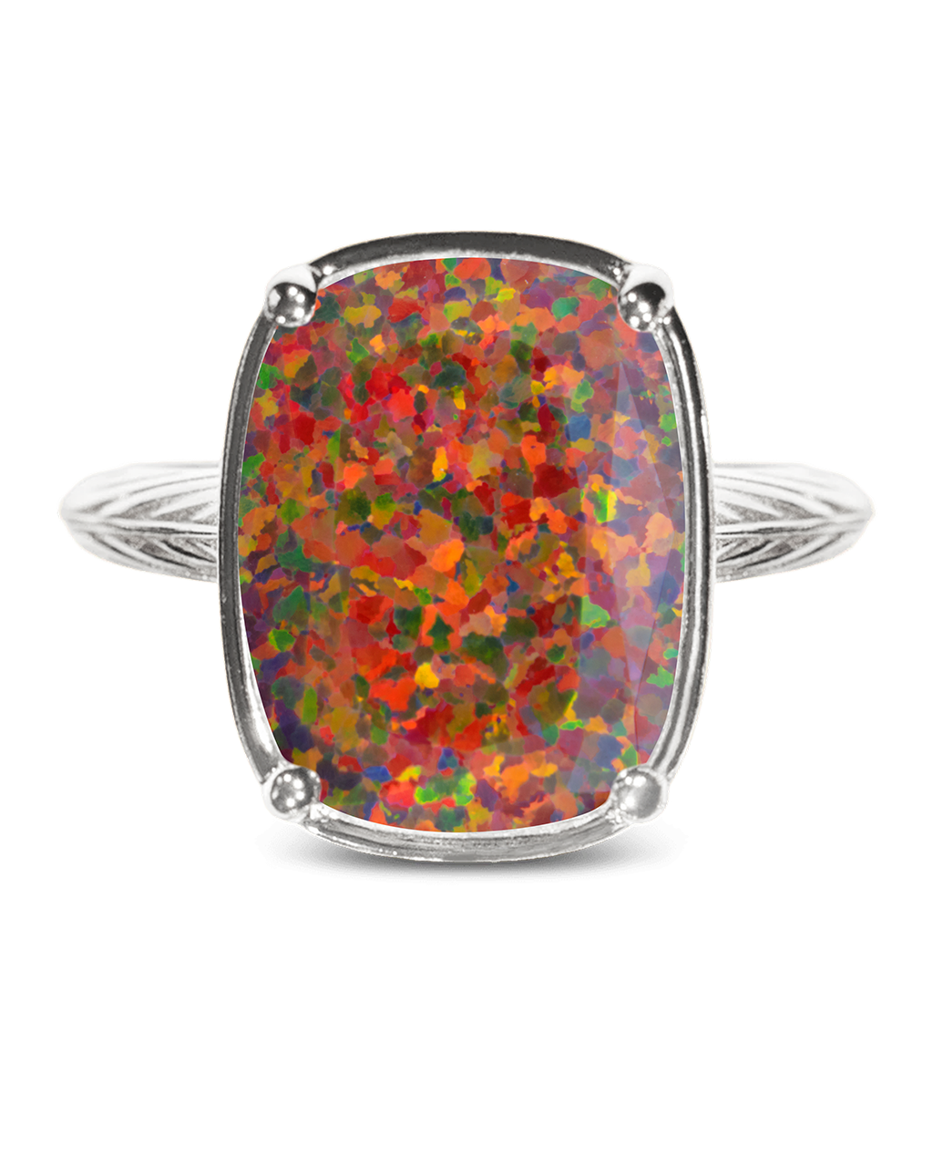 Sterling Silver Brown Opal Elongated Cushion Ring