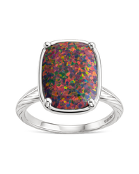 Sterling Silver Brown Opal Elongated Cushion Ring