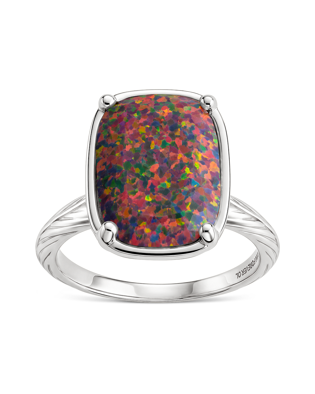 Sterling Silver Brown Opal Elongated Cushion Ring