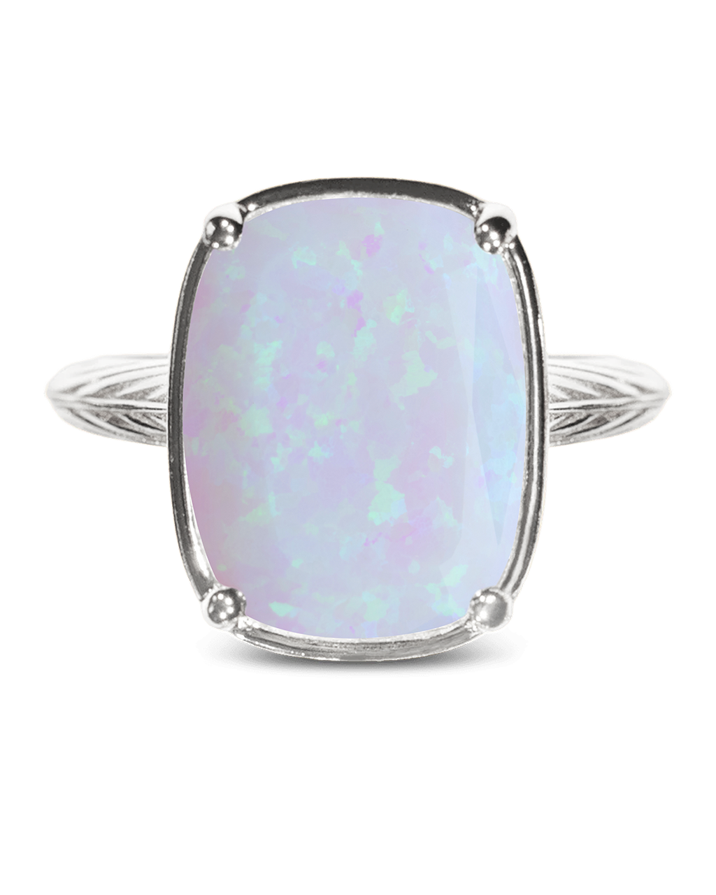 Sterling Silver Frosted Opal Elongated Cushion Ring