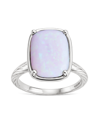 Sterling Silver Frosted Opal Elongated Cushion Ring
