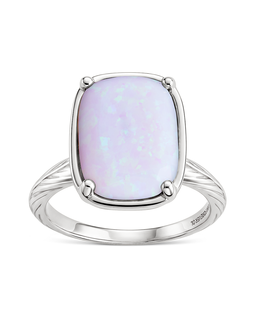 Sterling Silver Frosted Opal Elongated Cushion Ring