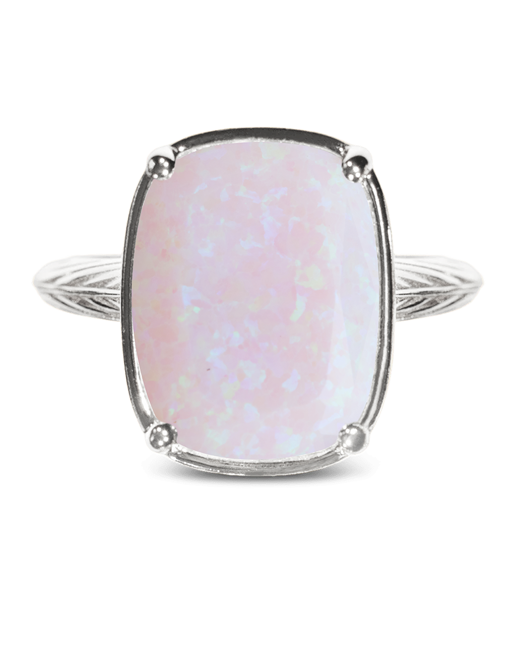 Sterling Silver Milky Light Violet Opal Elongated Cushion Ring