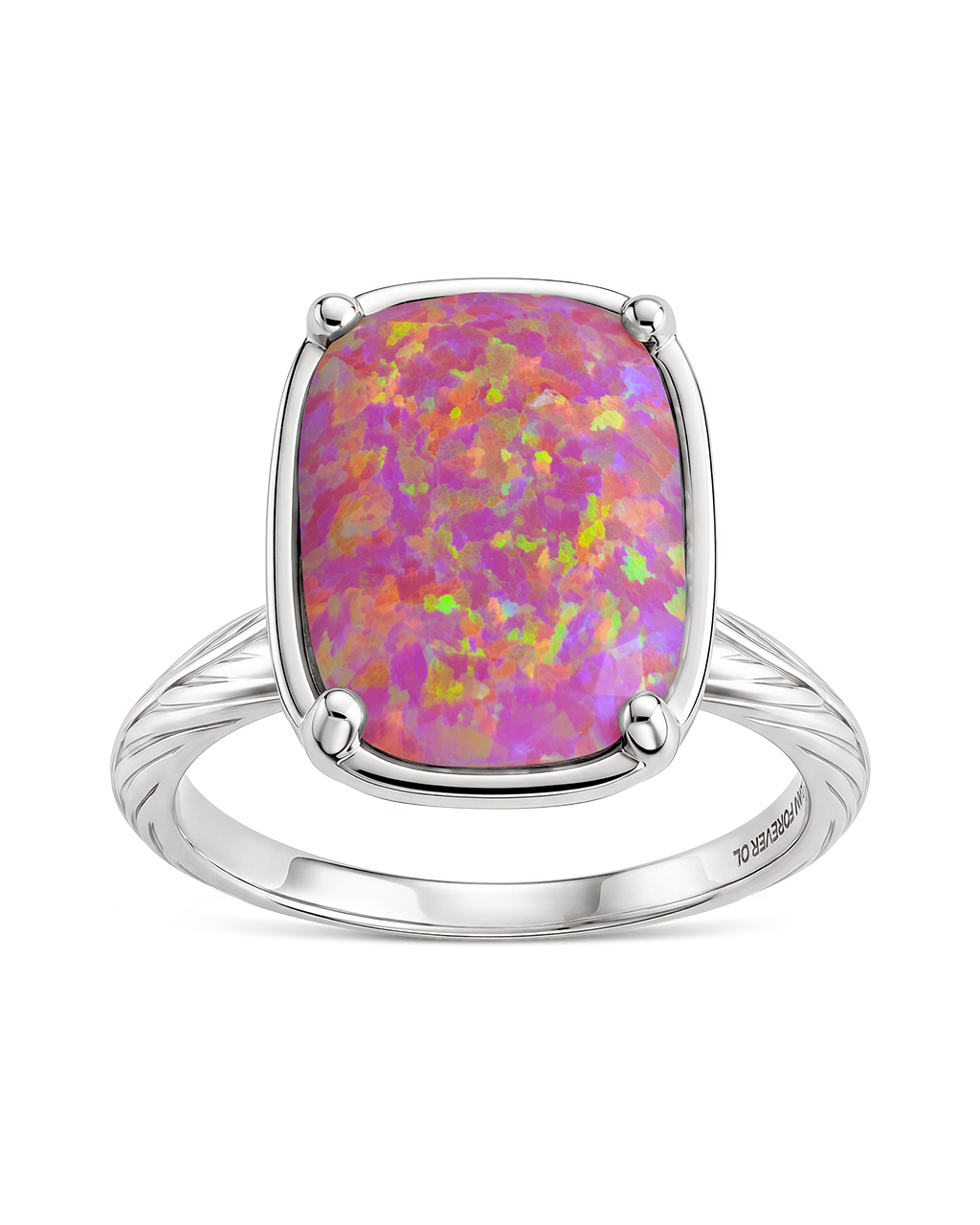 Sterling Silver Plum Opal Elongated Cushion Ring
