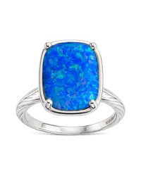 Sterling Silver Cobalt Blue Opal Elongated Cushion Ring