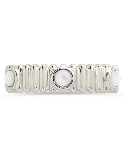 Sterling Silver Terry Pearl Studded Textured Ring