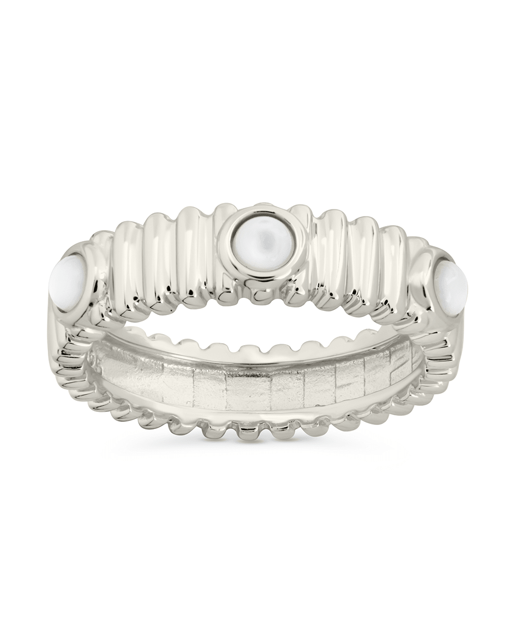 Sterling Silver Terry Pearl Studded Textured Ring - Sterling Forever
