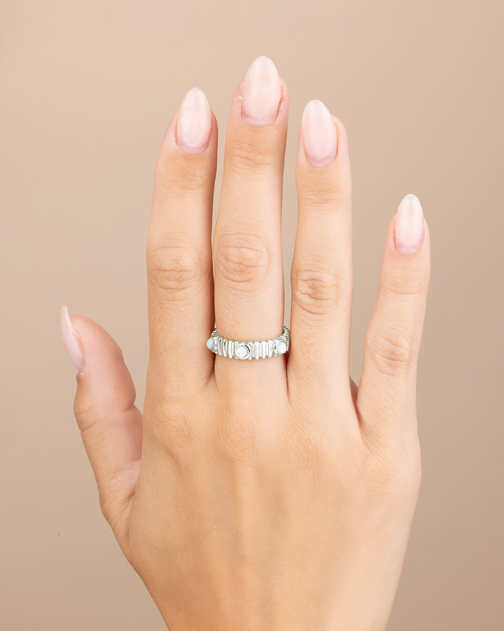 Sterling Silver Terry Pearl Studded Textured Ring - Sterling Forever