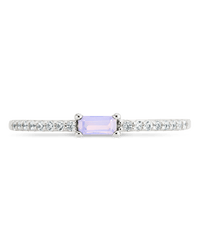 Sterling Silver Thin Moonstone CZ Stacking Birthstone Ring - Sterling Forever