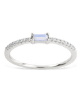 Sterling Silver Thin Moonstone CZ Stacking Birthstone Ring - Sterling Forever