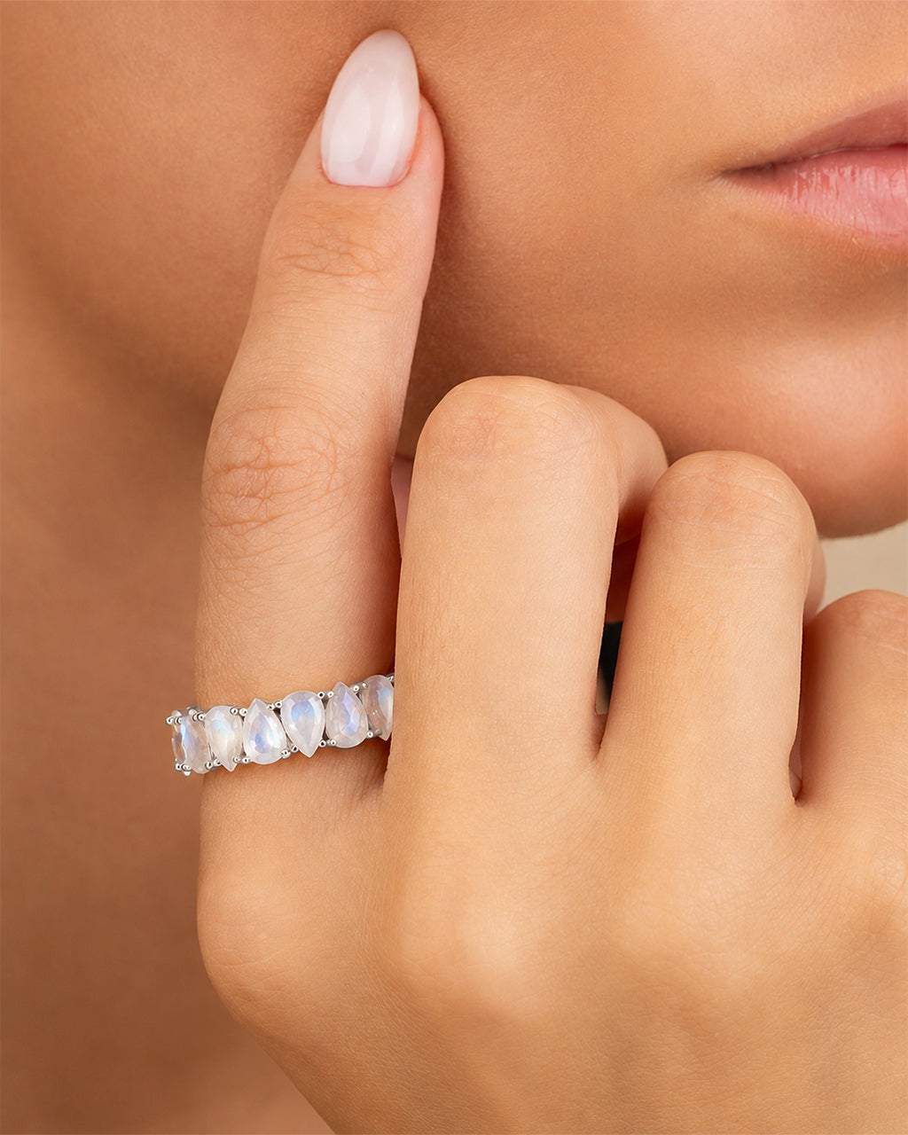 Sterling Silver Janis Moonstone Eternity Band Ring