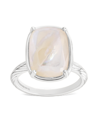 Sterling Silver Elongated Cushion Mother Of Pearl Cocktail Ring