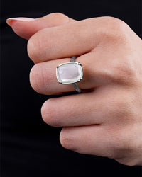 Sterling Silver Elongated Cushion Mother Of Pearl Cocktail Ring