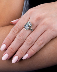 Sterling Silver Elongated Cushion Abalone Shell Cocktail Ring