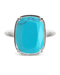 Sterling Silver Elongated Cushion Turquoise Cocktail Ring