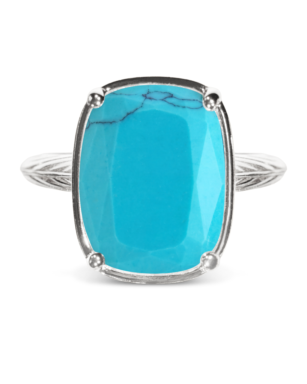 Sterling Silver Elongated Cushion Turquoise Cocktail Ring