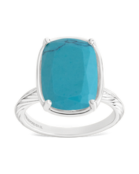 Sterling Silver Elongated Cushion Turquoise Cocktail Ring