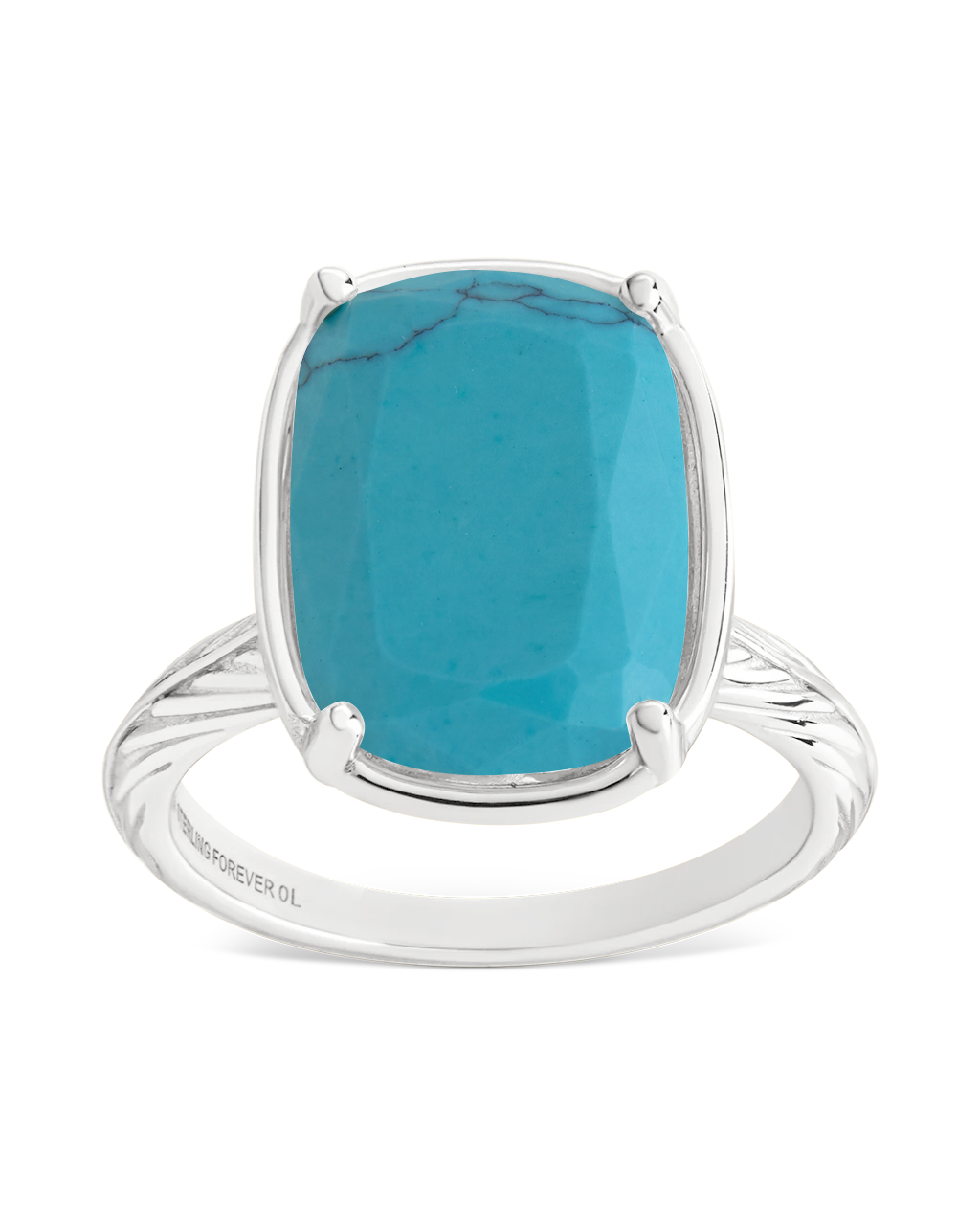 Sterling Silver Elongated Cushion Turquoise Cocktail Ring