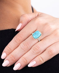 Sterling Silver Elongated Cushion Turquoise Cocktail Ring