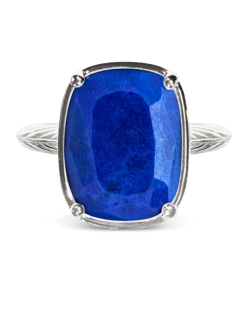 Sterling Silver Elongated Cushion Lapis Lazuli Cocktail Ring