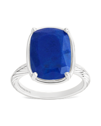 Sterling Silver Elongated Cushion Lapis Lazuli Cocktail Ring