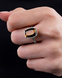 Sterling Silver Elongated Cushion Tiger's Eye Cocktail Ring