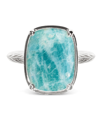 Sterling Silver Elongated Cushion Amazonite Cocktail Ring