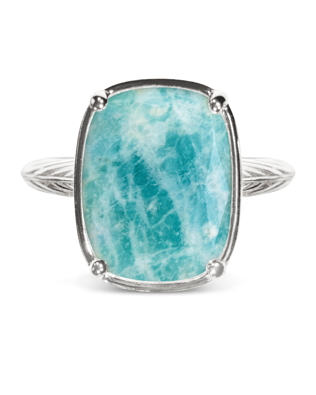 Sterling Silver Elongated Cushion Amazonite Cocktail Ring