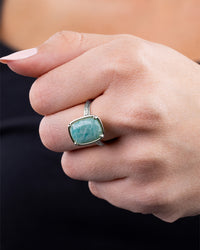 Sterling Silver Elongated Cushion Amazonite Cocktail Ring