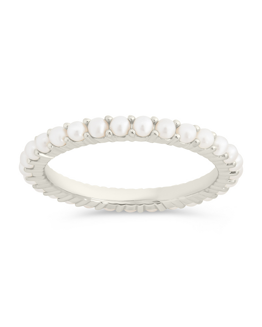 Sterling Silver Gianna Pearl Eternity Ring