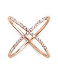 Sterling Silver CZ Criss Cross Ring