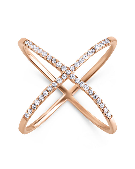 Sterling Silver CZ Criss Cross Ring