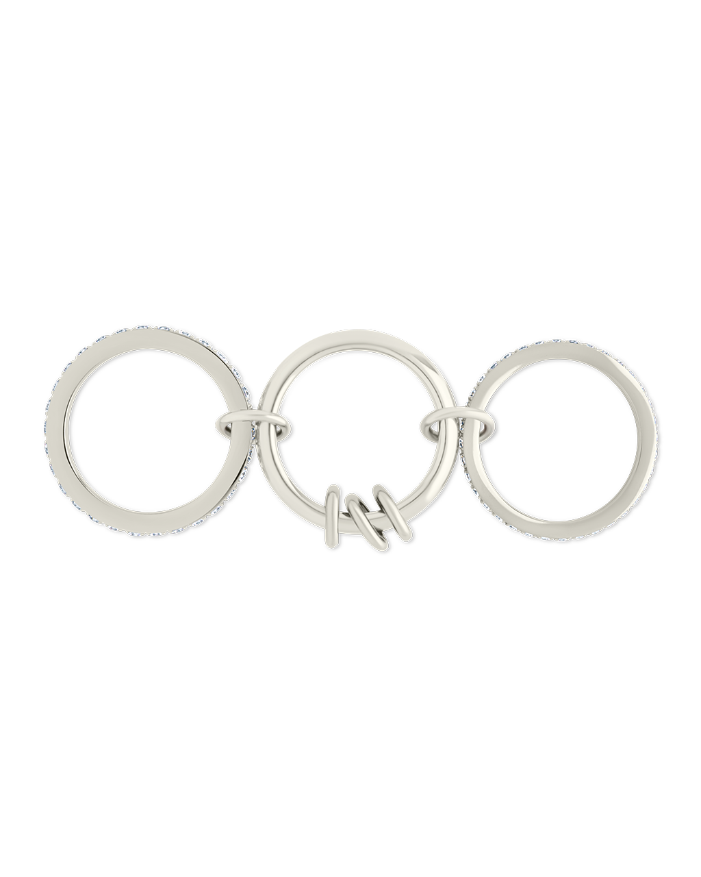 Sterling Silver Birgitta CZ Link Stacking Ring