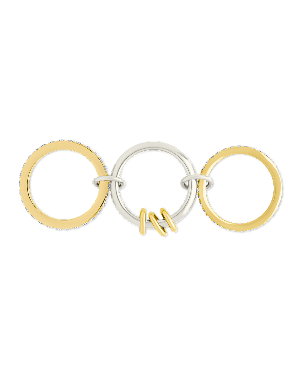 Sterling Silver Birgitta CZ Link Stacking Ring