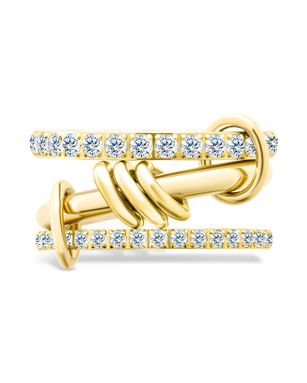 Sterling Silver Birgitta CZ Link Stacking Ring