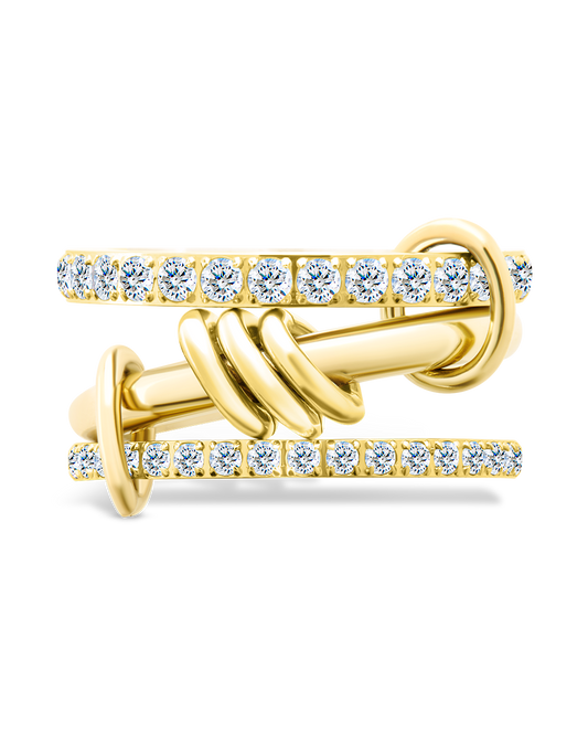 Sterling Silver Birgitta CZ Link Stacking Ring