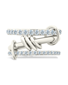 Sterling Silver Birgitta CZ Link Stacking Ring