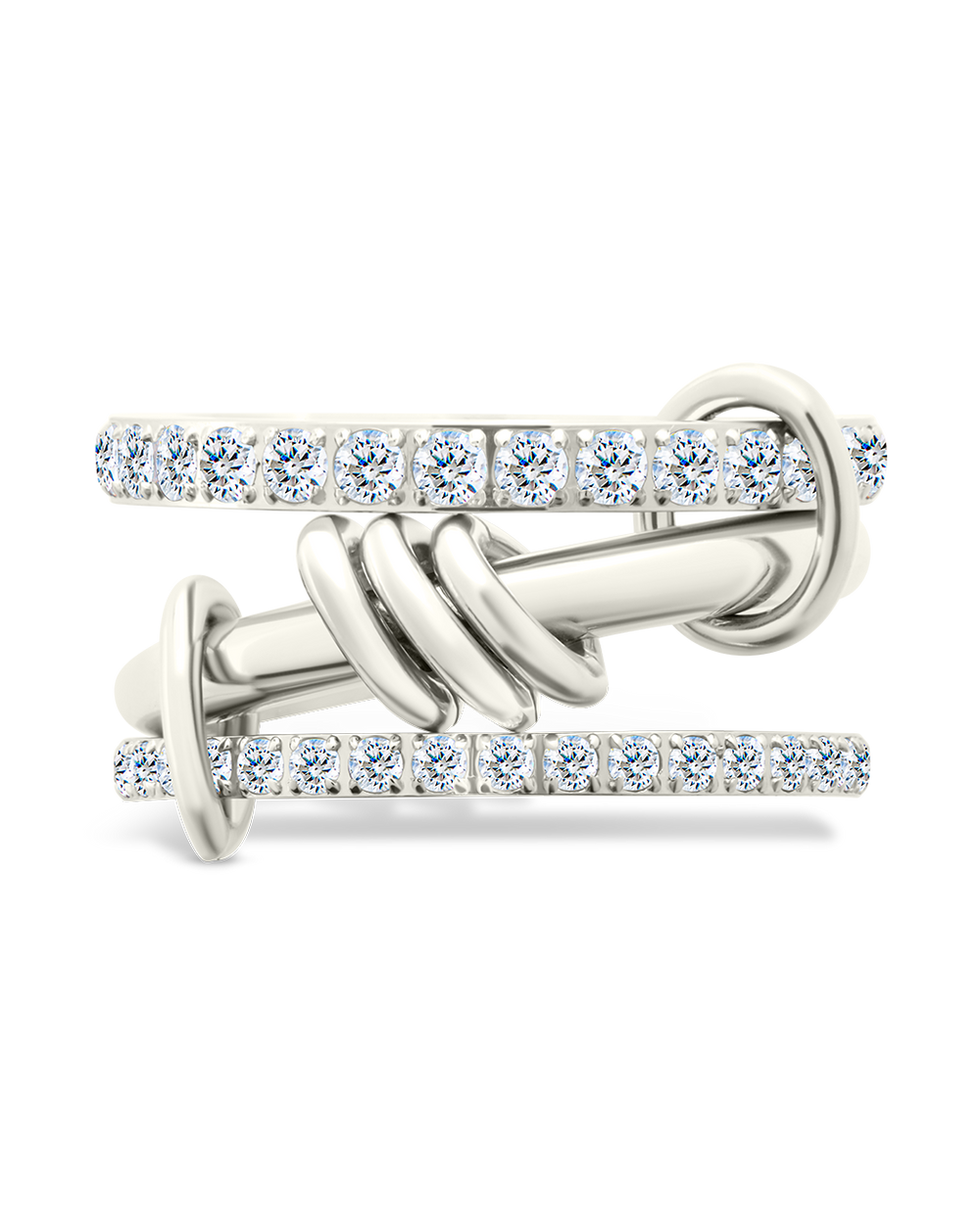 Sterling Silver Birgitta CZ Link Stacking Ring