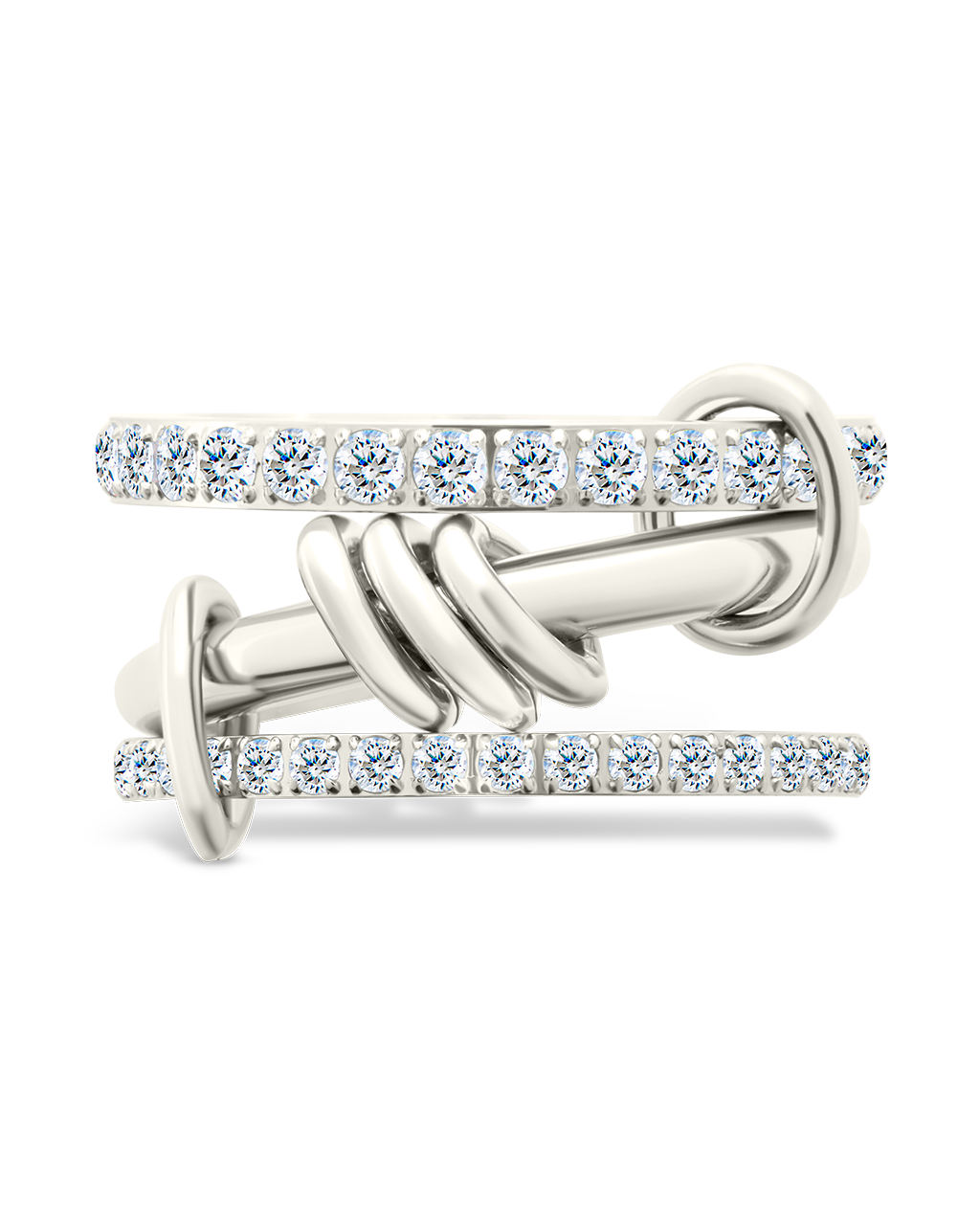 Sterling Silver Birgitta CZ Link Stacking Ring