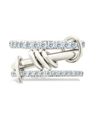 Sterling Silver Birgitta CZ Link Stacking Ring
