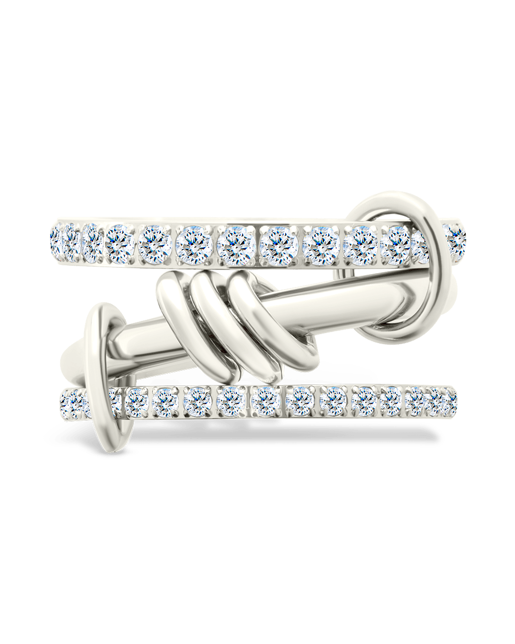 Sterling Silver Birgitta CZ Link Stacking Ring - Sterling Forever