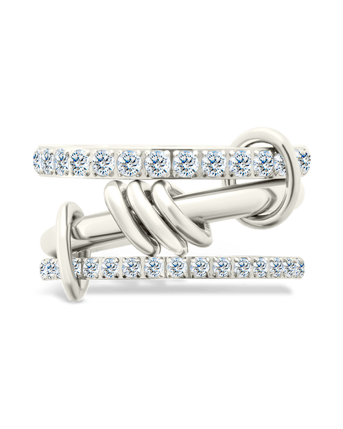 Sterling Silver Birgitta CZ Link Stacking Ring - Sterling Forever