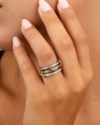 Sterling Silver Birgitta CZ Link Stacking Ring - Sterling Forever