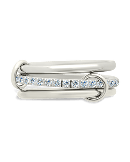 Sterling Silver Dominika CZ Link Stacking Ring