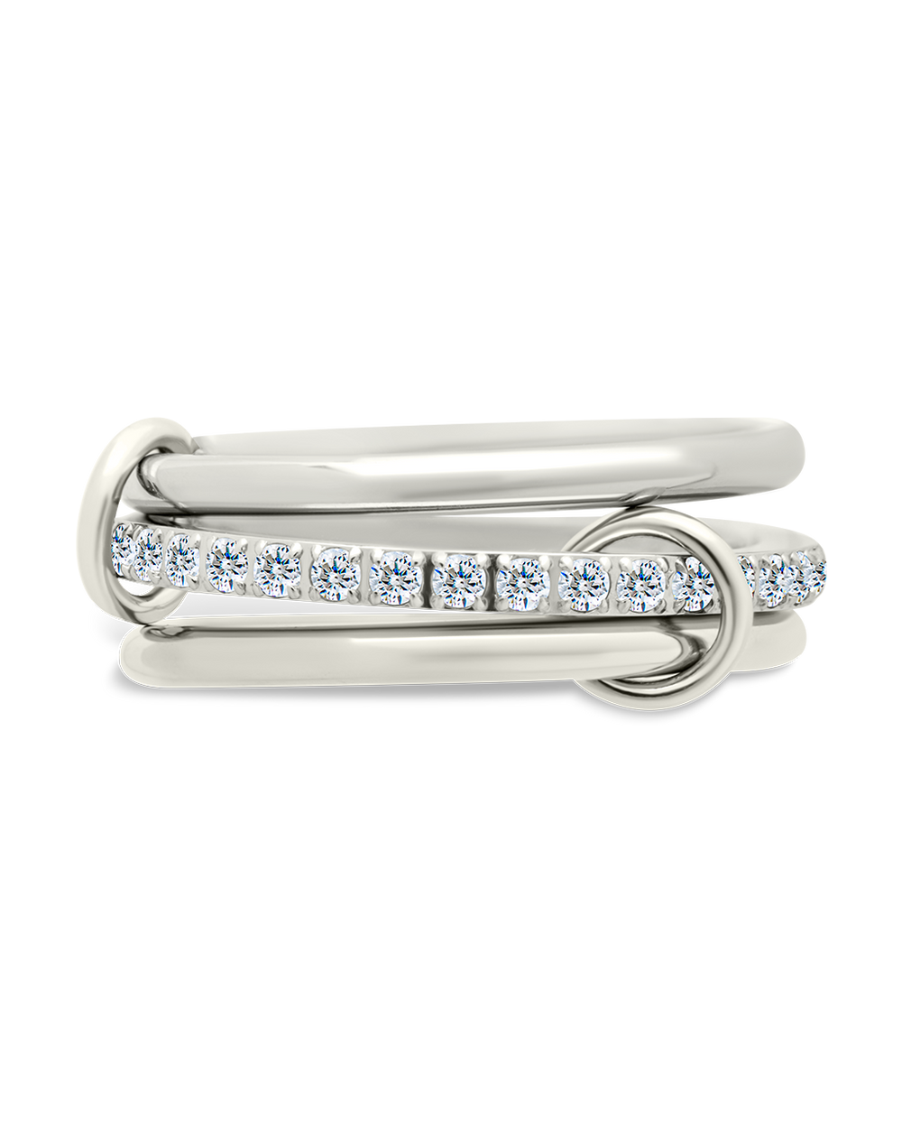 Sterling Silver Dominika CZ Link Stacking Ring