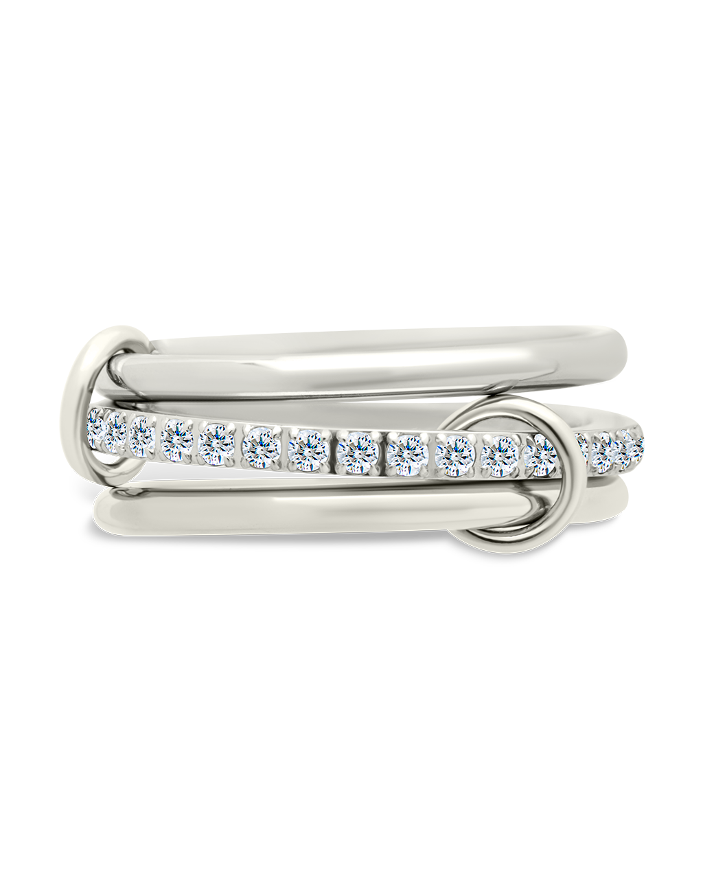 Sterling Silver Dominika CZ Link Stacking Ring